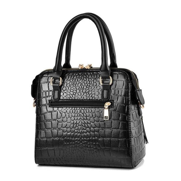 parte de trás da bolsa couro golden crocodilo