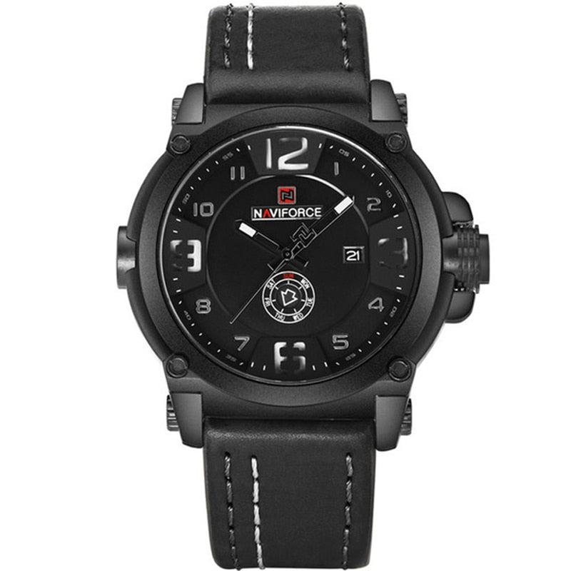 Relógio Masculino Naviforce Luxo A Prova D'água Couro