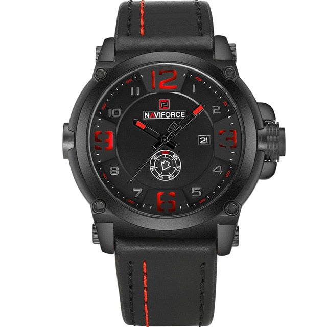Relógio Masculino Naviforce Luxo A Prova D'água Couro