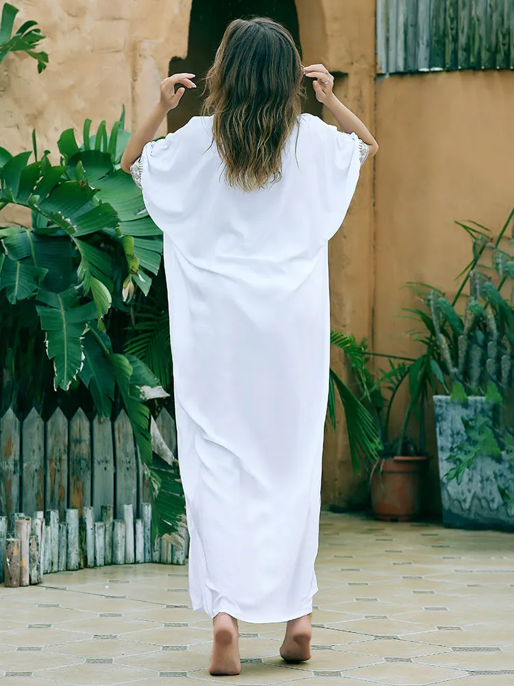 Vestido Longo Capri Luxuoso Longo Gola V Moderno Festa