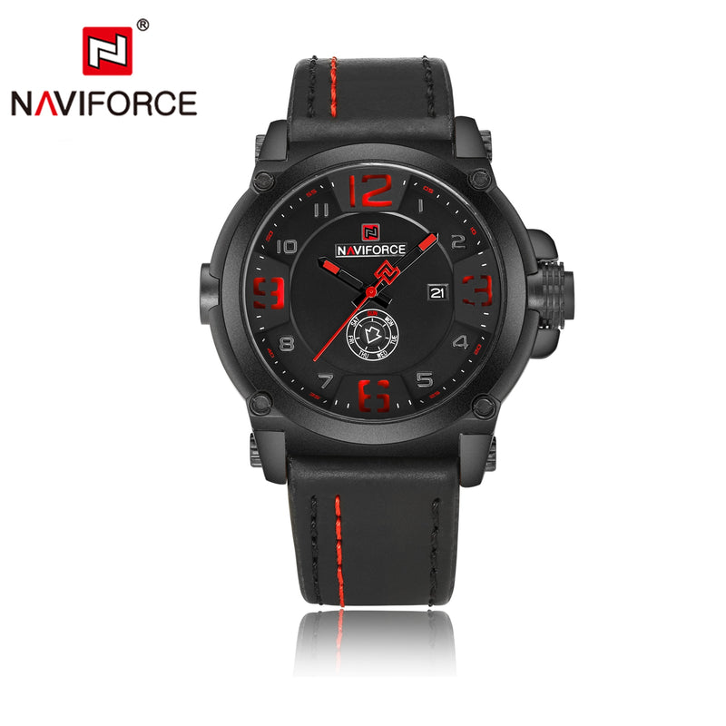 Relógio Masculino Naviforce Luxo A Prova D'água Couro