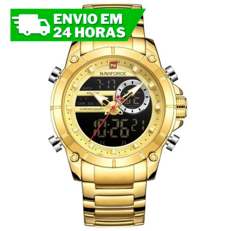 Relógio Masculino Naviforce NF9163 Quartzo A Prova D'Água - Oferta Válida Apenas Hoje