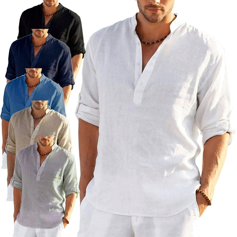 camisa masculina gola v manga longa algodao gold coast branca